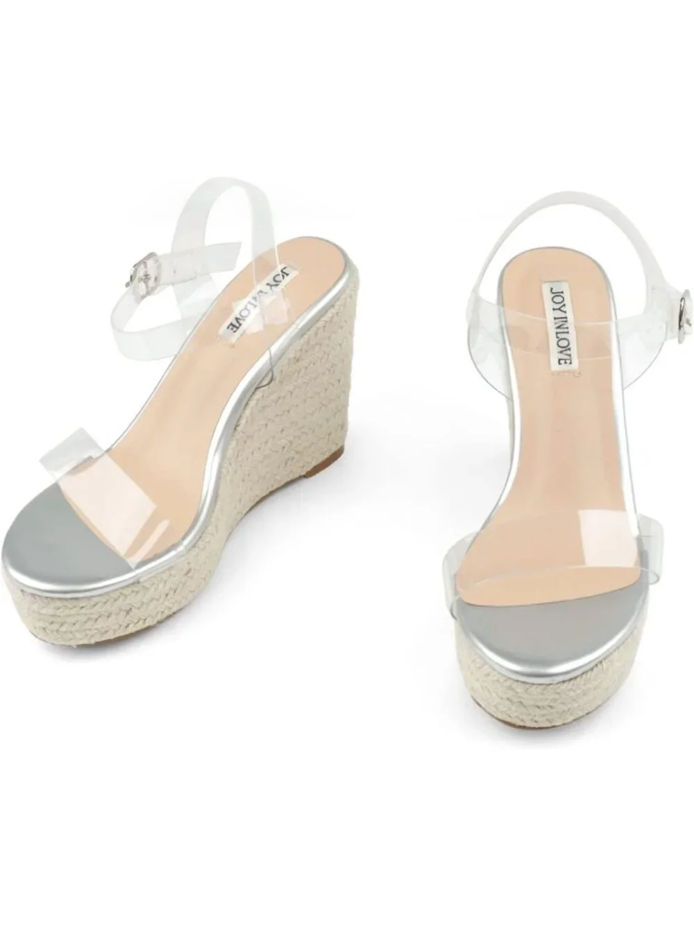 Women's Clear Espadrille Wedge Sandals Platform Ankle Strap Open Toe Heels